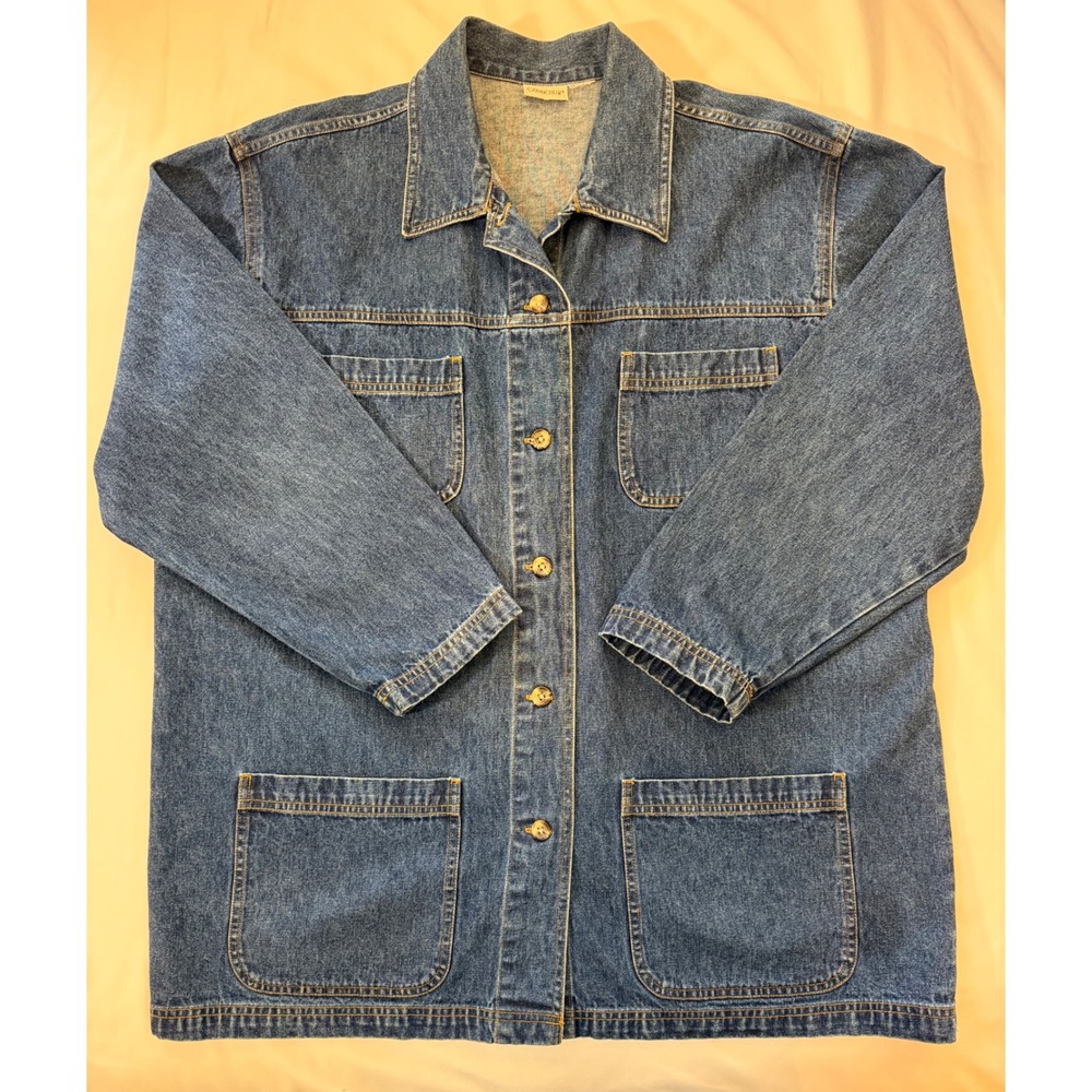 Vintage Cabinâ Creek Barn Jacket Denim Chore Button Front Utility Coat 2X / XL